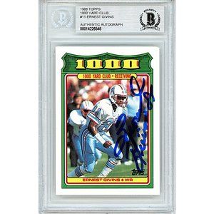 Ernest Givins Signed 1988 Topps Football Card 1000 Yard Club Beckett Autographed